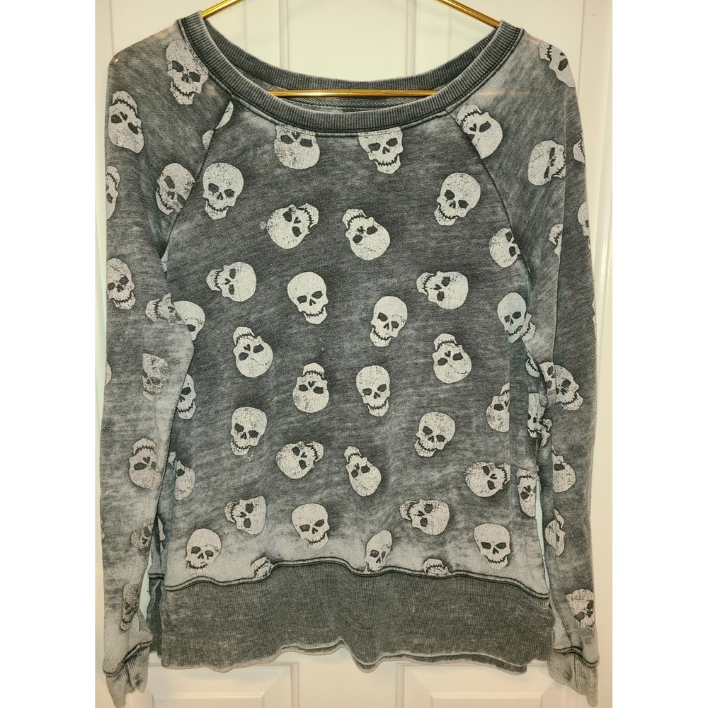 Grayson Threads Skull Sweatshirt Pullover M Wide Boat neck Thin